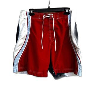 Y2K Tommy Hilfiger Red White Blue Swim Trunks - Men M